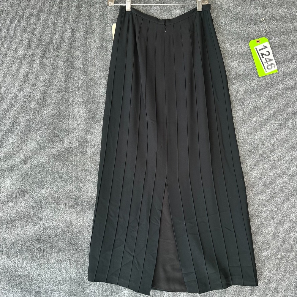 Banana Republic Maxi Skirt Womens 6 Black Silk Lined Pleated Luxury Designer